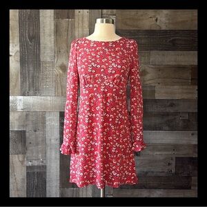 Free People long sleeve dress small ruffle floral boho chic festival whimsigoth